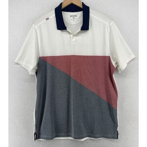 RHONE Shirt Mens L Performance Colorblock Golf Polo Short Sleeve White